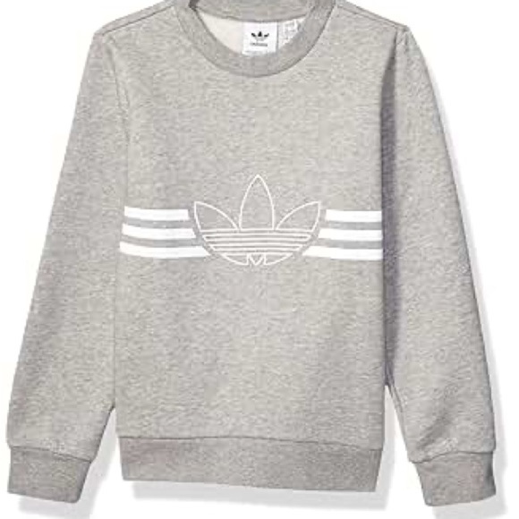 Adidas Heather Gray Crewneck with White Trefoil Womens L or Youth XL - Picture 1 of 2